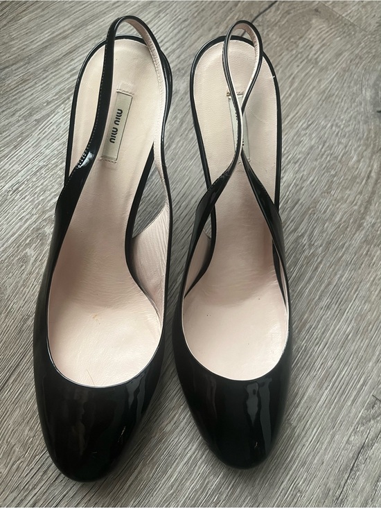 Miu Miu Shoes - Miu Miu Black Patent Leather Slingback Mules